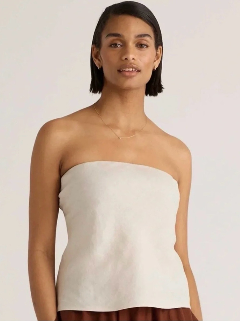 NWT Quince European Linen Strapless Top in Sand Size M